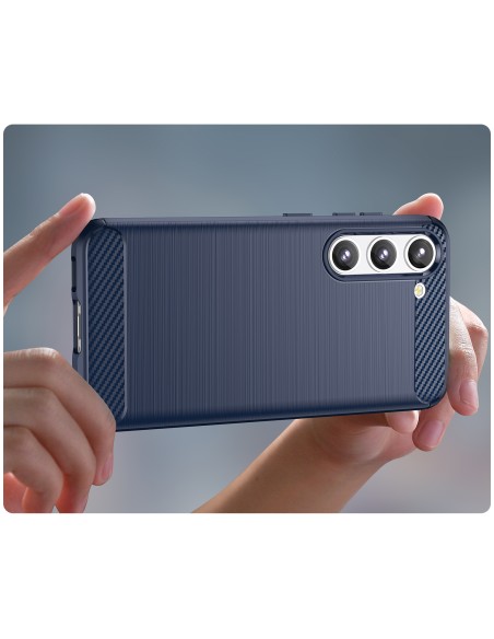 Anglies dėklas Samsung Galaxy S23+, lankstus silikoninis anglies dangtelis, mėlynas