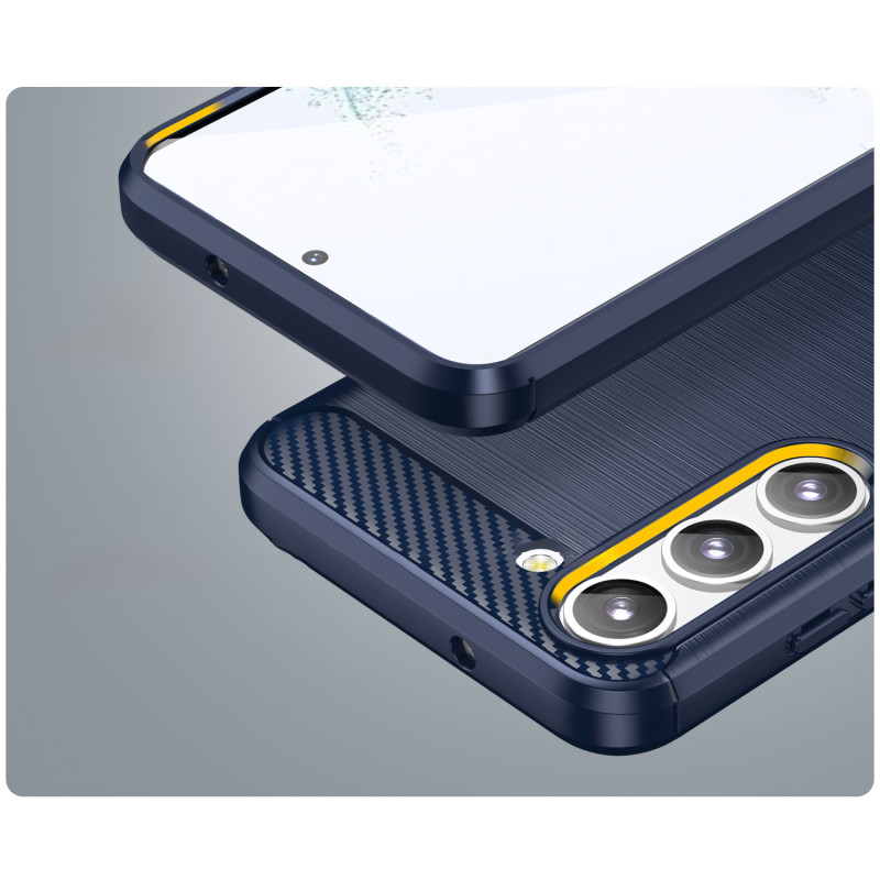 Anglies dėklas Samsung Galaxy S23+, lankstus silikoninis anglies dangtelis, mėlynas