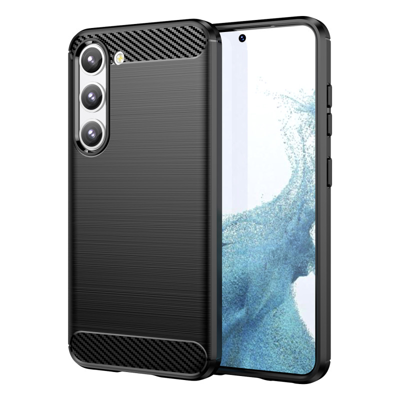 Anglies dėklas Samsung Galaxy S23+, lankstus silikoninis anglies dangtelis, juodas Anglies dėklas Samsung Galaxy S23+, lankstus silikoninis anglies dangtelis, juodas