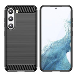 Anglies dėklas Samsung Galaxy S23+, lankstus silikoninis anglies dangtelis, juodas