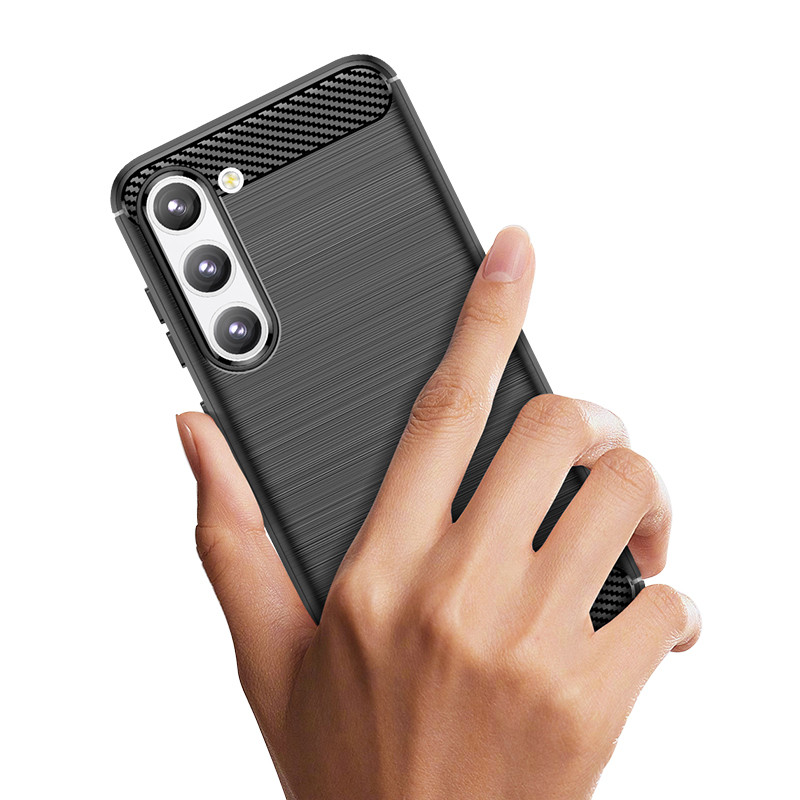 Anglies dėklas Samsung Galaxy S23+, lankstus silikoninis anglies dangtelis, juodas