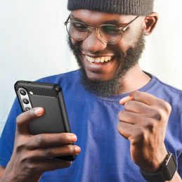 Anglies dėklas Samsung Galaxy S23+, lankstus silikoninis anglies dangtelis, juodas