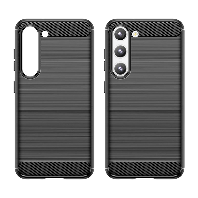 Anglies dėklas Samsung Galaxy S23+, lankstus silikoninis anglies dangtelis, juodas