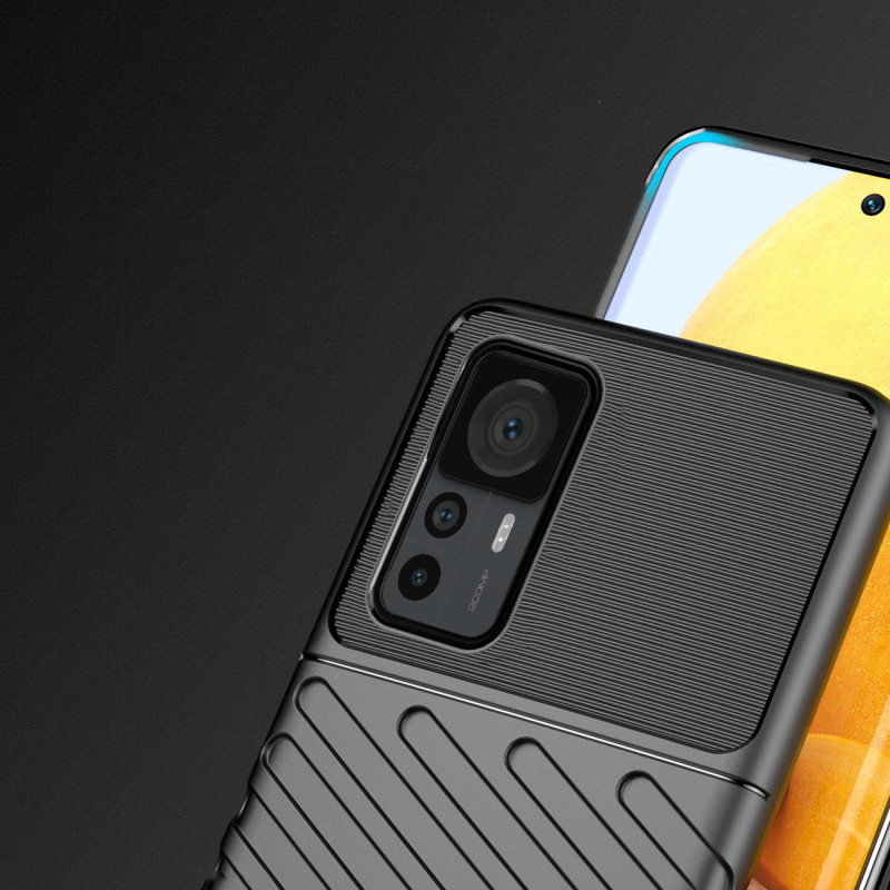 „Thunder Case Xiaomi 12T Pro“ / „Xiaomi 12T“ silikoninis šarvuotas dangtelis juodas