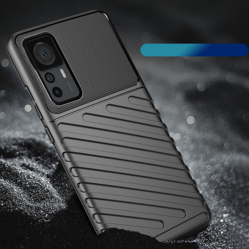 „Thunder Case Xiaomi 12T Pro“ / „Xiaomi 12T“ silikoninis šarvuotas dangtelis juodas