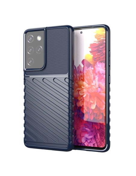 „Thunder“ dėklas, skirtas Samsung Galaxy S23 Ultra silikoniniu šarvuotu dangteliu, mėlynas