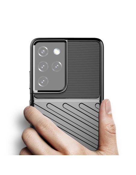 „Thunder“ dėklas, skirtas Samsung Galaxy S23 Ultra silikoniniu šarvuotu dangteliu, mėlynas