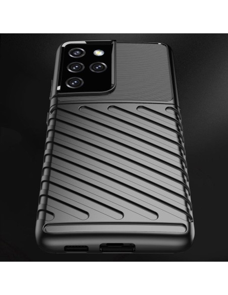 „Thunder“ dėklas, skirtas Samsung Galaxy S23 Ultra silikoniniu šarvuotu dangteliu, mėlynas