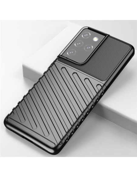 „Thunder“ dėklas, skirtas Samsung Galaxy S23 Ultra silikoniniu šarvuotu dangteliu, mėlynas