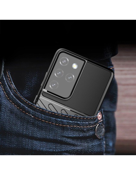 „Thunder“ dėklas, skirtas Samsung Galaxy S23 Ultra silikoniniu šarvuotu dangteliu, mėlynas