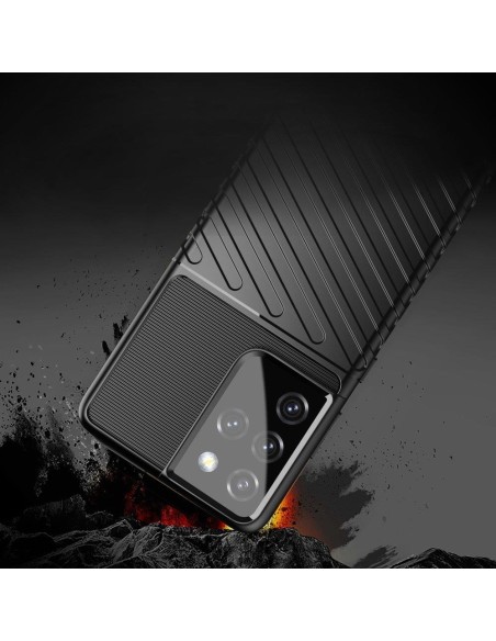 „Thunder“ dėklas, skirtas Samsung Galaxy S23 Ultra silikoniniu šarvuotu dangteliu, juodas