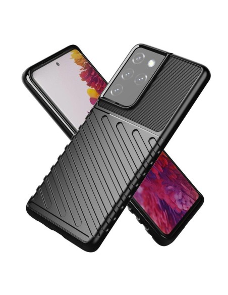 „Thunder“ dėklas, skirtas Samsung Galaxy S23 Ultra silikoniniu šarvuotu dangteliu, juodas