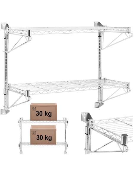 Dvigubos vielos sieninė lentyna iki 60 kg 90 x 35 x 60 cm Dvigubos vielos sieninė lentyna iki 60 kg 90 x 35 x 60 cm