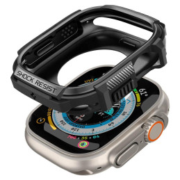 Spigen Rugged Armor dėklas Apple Watch Ultra (49 mm) - matinė juoda