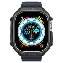 Spigen Rugged Armor dėklas Apple Watch Ultra (49 mm) - matinė juoda