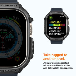 Spigen Rugged Armor dėklas Apple Watch Ultra (49 mm) - matinė juoda