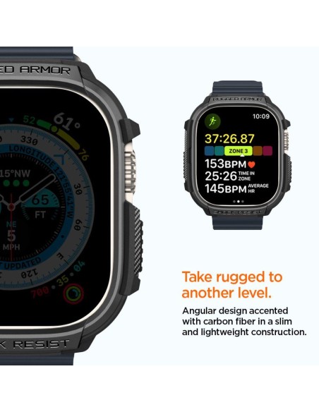 Spigen Rugged Armor dėklas Apple Watch Ultra (49 mm) - matinė juoda Spigen Rugged Armor dėklas Apple Watch Ultra (49 mm) - matinė juoda