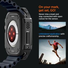Spigen Rugged Armor dėklas Apple Watch Ultra (49 mm) - matinė juoda
