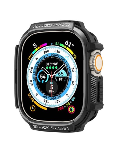 Spigen Rugged Armor dėklas Apple Watch Ultra (49 mm) - matinė juoda Spigen Rugged Armor dėklas Apple Watch Ultra (49 mm) - matinė juoda