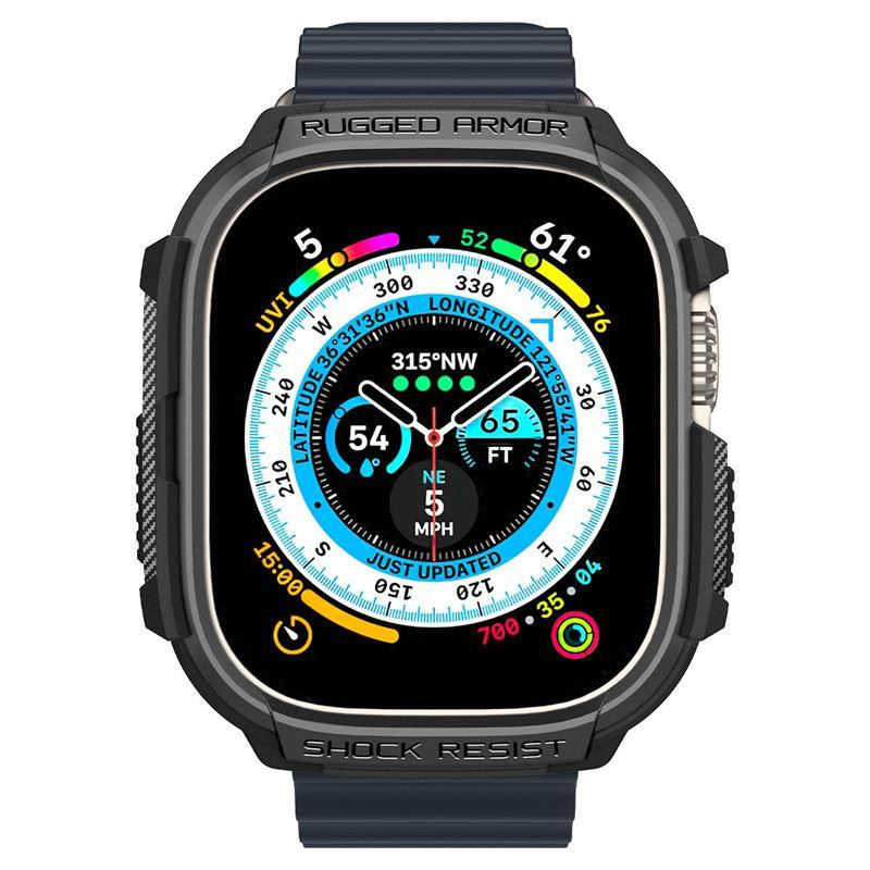 Spigen Rugged Armor dėklas Apple Watch Ultra (49 mm) - matinė juoda