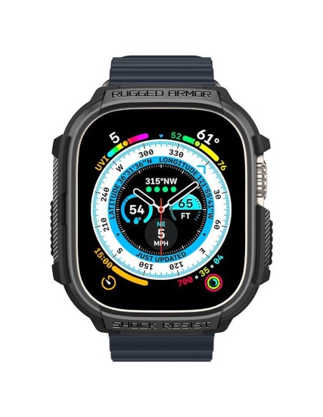 Spigen Rugged Armor dėklas Apple Watch Ultra (49 mm) - matinė juoda Spigen Rugged Armor dėklas Apple Watch Ultra (49 mm) - matinė juoda