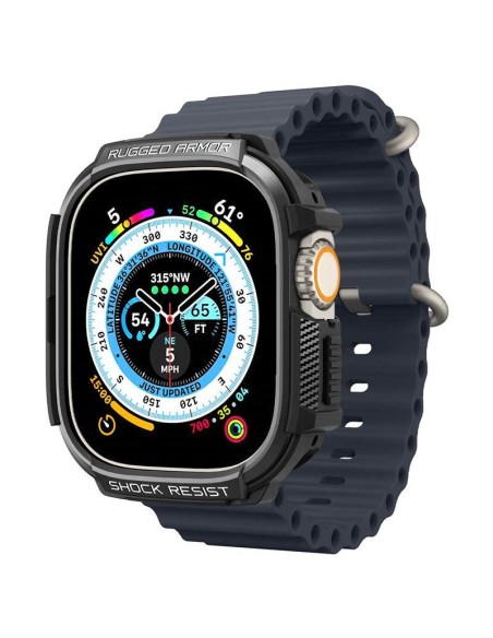 Spigen Rugged Armor dėklas Apple Watch Ultra (49 mm) - matinė juoda Spigen Rugged Armor dėklas Apple Watch Ultra (49 mm) - matinė juoda
