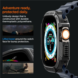 Spigen Rugged Armor dėklas Apple Watch Ultra (49 mm) - matinė juoda