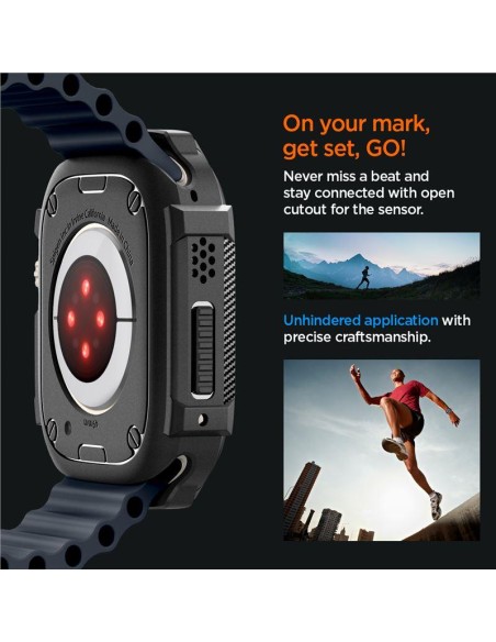Spigen Rugged Armor dėklas Apple Watch Ultra (49 mm) - matinė juoda Spigen Rugged Armor dėklas Apple Watch Ultra (49 mm) - matinė juoda