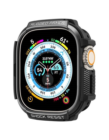 Spigen Rugged Armor dėklas Apple Watch Ultra (49 mm) - matinė juoda Spigen Rugged Armor dėklas Apple Watch Ultra (49 mm) - matinė juoda