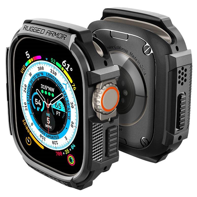 Spigen Rugged Armor dėklas Apple Watch Ultra (49 mm) - matinė juoda