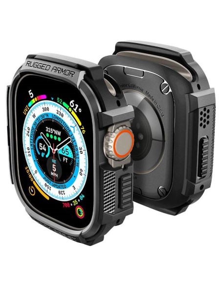 Spigen Rugged Armor dėklas Apple Watch Ultra (49 mm) - matinė juoda Spigen Rugged Armor dėklas Apple Watch Ultra (49 mm) - matinė juoda