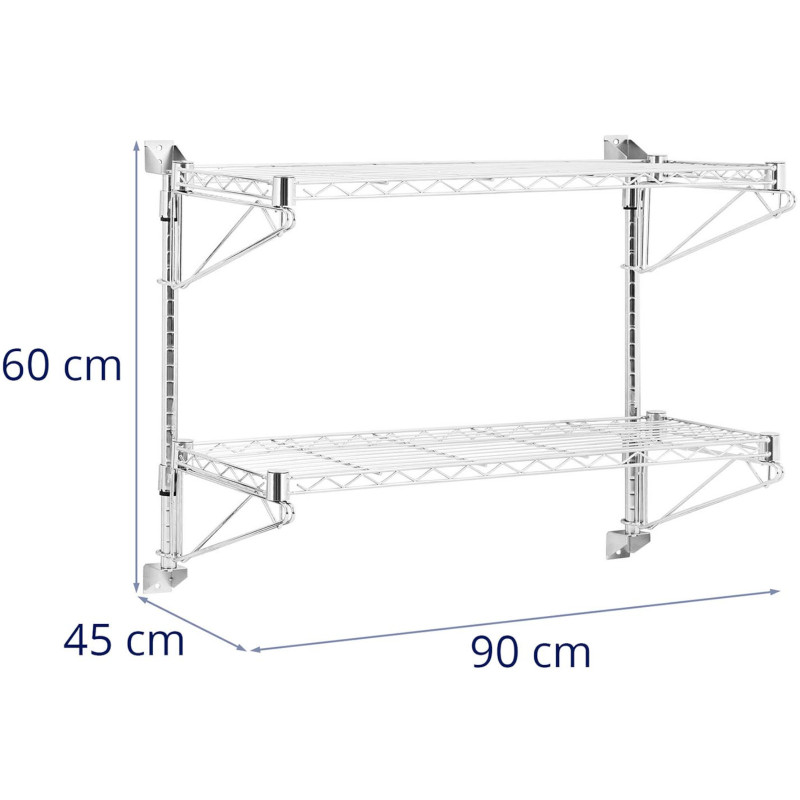 Dvigubos vielos sieninė lentyna iki 60 kg 90 x 35 x 60 cm