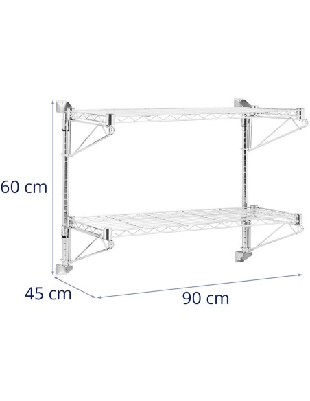 Dvigubos vielos sieninė lentyna iki 60 kg 90 x 35 x 60 cm Dvigubos vielos sieninė lentyna iki 60 kg 90 x 35 x 60 cm