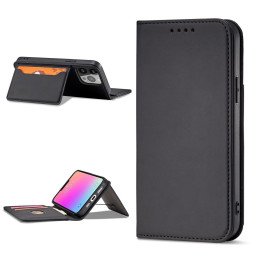 Magnetinės kortelės dėklas Samsung Galaxy S23, dangtelis su atvartu, piniginės stovas, juodas