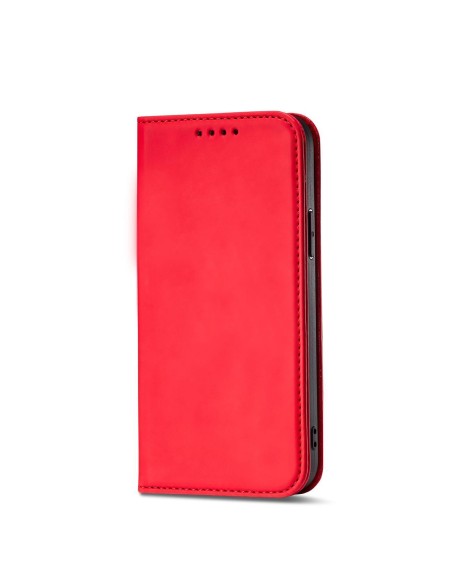 Magnetinės kortelės dėklas Samsung Galaxy S23+, dangtelis su atvartu, piniginės stovas, raudonas