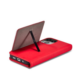 Magnetinės kortelės dėklas Samsung Galaxy S23+, dangtelis su atvartu, piniginės stovas, raudonas