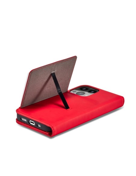 Magnetinės kortelės dėklas Samsung Galaxy S23+, dangtelis su atvartu, piniginės stovas, raudonas