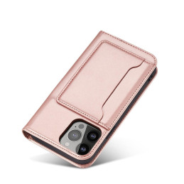 Magnetinės kortelės dėklas, skirtas Samsung Galaxy S23+ dangtelis su atvartu, rožinės spalvos piniginės stovu
