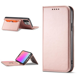 Magnetinės kortelės dėklas, skirtas Samsung Galaxy S23+ dangtelis su atvartu, rožinės spalvos piniginės stovu