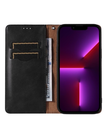 Magnetinio dirželio dėklas, skirtas Samsung Galaxy S23+ atverčiamas dangtelis piniginės mini dirželio stovas juodas