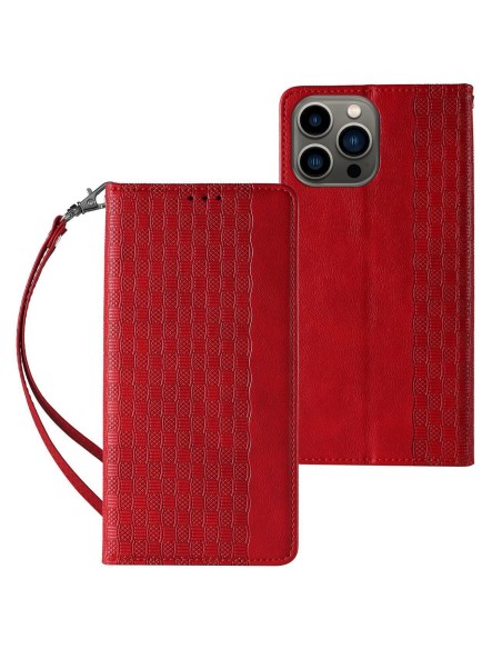 Magnetinio dirželio dėklas, skirtas Samsung Galaxy S23+ atverčiamas dangtelis piniginės mini dirželio stovas raudonas Magnetinio dirželio dėklas, skirtas Samsung Galaxy S23+ atverčiamas dangtelis piniginės mini dirželio stovas raudonas