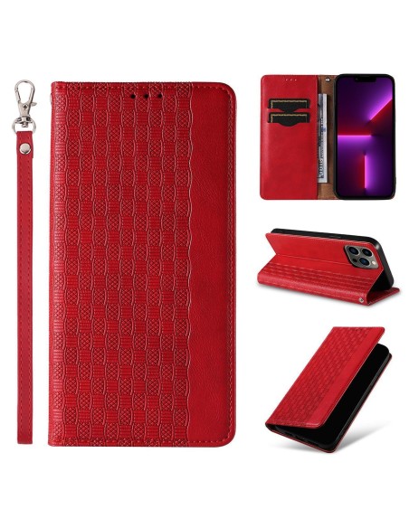 Magnetinio dirželio dėklas, skirtas Samsung Galaxy S23+ atverčiamas dangtelis piniginės mini dirželio stovas raudonas Magnetinio dirželio dėklas, skirtas Samsung Galaxy S23+ atverčiamas dangtelis piniginės mini dirželio stovas raudonas