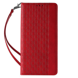 Magnetinio dirželio dėklas, skirtas Samsung Galaxy S23+ atverčiamas dangtelis piniginės mini dirželio stovas raudonas