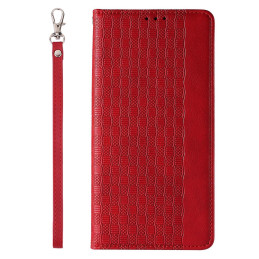 Magnetinio dirželio dėklas, skirtas Samsung Galaxy S23+ atverčiamas dangtelis piniginės mini dirželio stovas raudonas