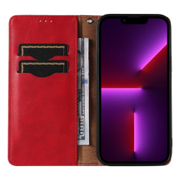 Magnetinio dirželio dėklas, skirtas Samsung Galaxy S23+ atverčiamas dangtelis piniginės mini dirželio stovas raudonas