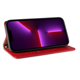Magnetinio dirželio dėklas, skirtas Samsung Galaxy S23+ atverčiamas dangtelis piniginės mini dirželio stovas raudonas