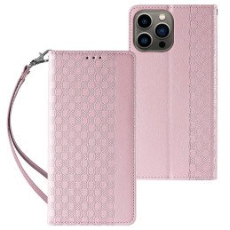 Magnetinio dirželio dėklas, skirtas Samsung Galaxy S23+ atverčiamas dangtelis piniginės mini dirželio stovas rožinis