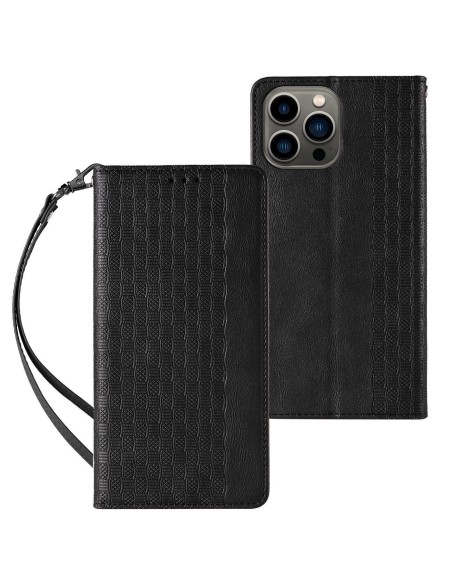 Magnetinio dirželio dėklas, skirtas Samsung Galaxy S23 Ultra atverčiamas dangtelis piniginės mini dirželio stovas juodas