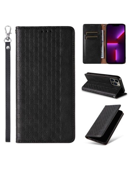 Magnetinio dirželio dėklas, skirtas Samsung Galaxy S23 Ultra atverčiamas dangtelis piniginės mini dirželio stovas juodas