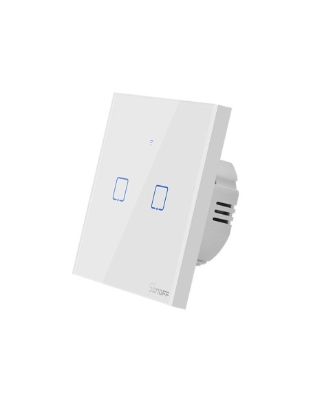 Dviejų kanalų jutiklinės šviesos jungiklis WiFi mygtuko jungiklis baltas T0EU2C-TX Dviejų kanalų jutiklinės šviesos jungiklis WiFi mygtuko jungiklis baltas T0EU2C-TX